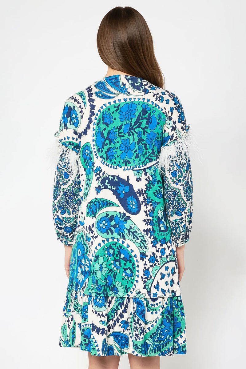 TWINSET Women Paisley Pattern Midi Dress, Multicolor - Image 4